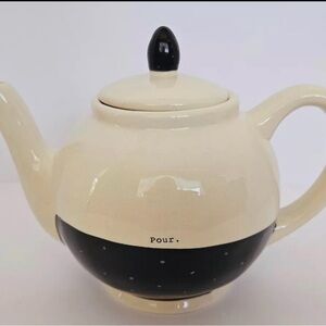Rae Dunn Black polkadot Teapot HTF